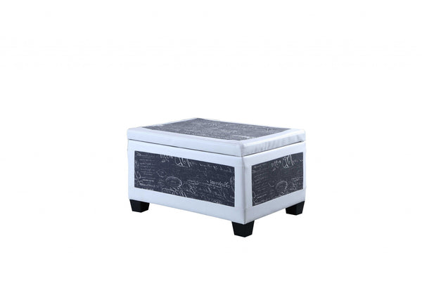 Homeroots 24" White And Black Upholstered Faux Leather Bench With Flip Top  Manufactured Wood 469417