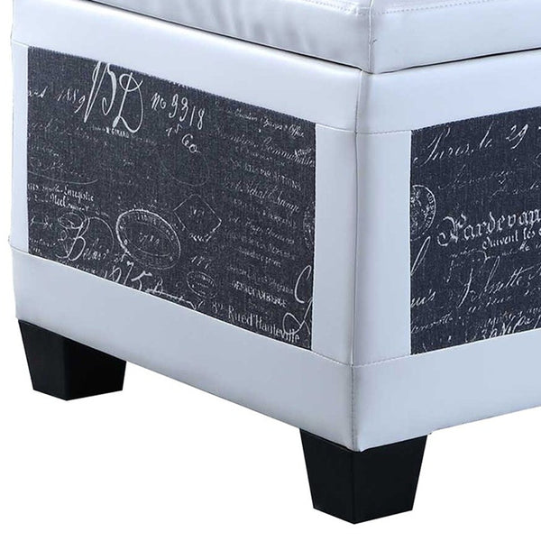 Homeroots 24" White And Black Upholstered Faux Leather Bench With Flip Top  Manufactured Wood 469417