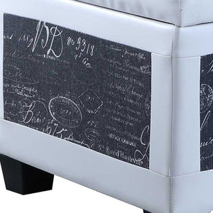 Homeroots 24" White And Black Upholstered Faux Leather Bench With Flip Top  Manufactured Wood 469417