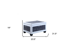 Homeroots 24" White And Black Upholstered Faux Leather Bench With Flip Top  Manufactured Wood 469417