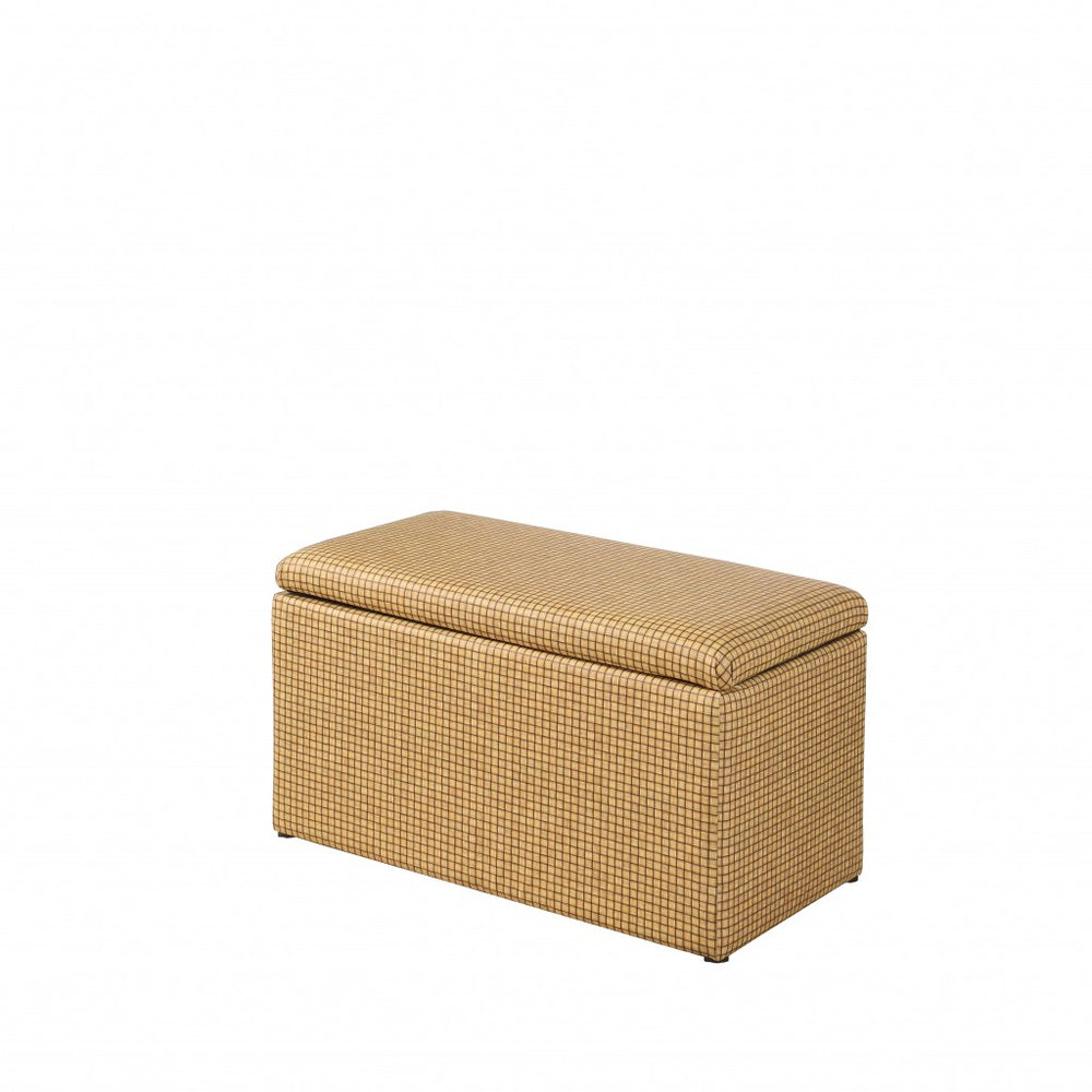 Homeroots 17" Yellow And Brown Upholstered Faux Leather Storage Bench With Flip Top For Stylish Spaces   469430