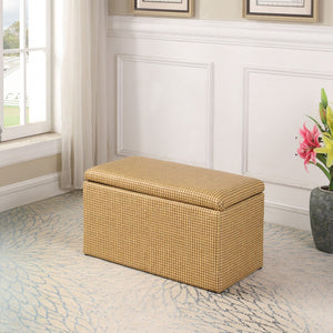 Homeroots 17" Yellow And Brown Upholstered Faux Leather Storage Bench With Flip Top For Stylish Spaces   469430