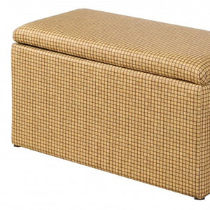 Homeroots 17" Yellow And Brown Upholstered Faux Leather Storage Bench With Flip Top For Stylish Spaces   469430