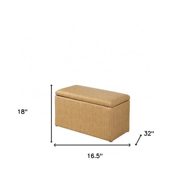 Homeroots 17" Yellow And Brown Upholstered Faux Leather Storage Bench With Flip Top For Stylish Spaces   469430