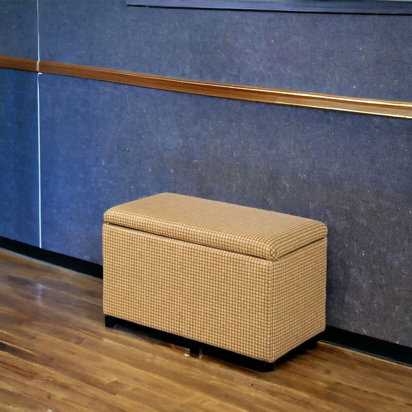 HomeRoots 17" Stylish Yellow Faux Leather Storage Bench with Flip Top, Durable Brown Metal Frame, Versatile Accent 469430