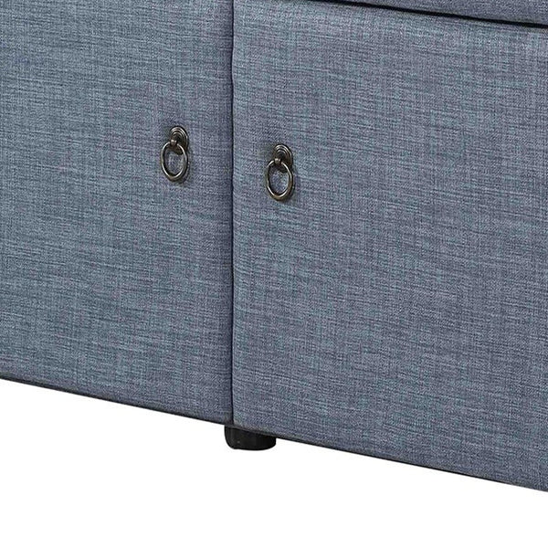 Homeroots Blue Gray Linen Look Double Door Shoe Storage Bench  Manufactured Wood 469431