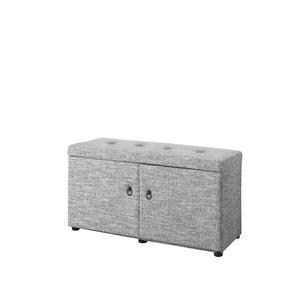 Homeroots Light Gray Linen Look Double Door Shoe Storage Bench Gray Manufactured Wood 469432