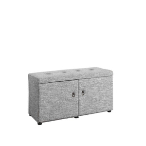Homeroots Light Gray Linen Look Double Door Shoe Storage Bench Gray Manufactured Wood 469432