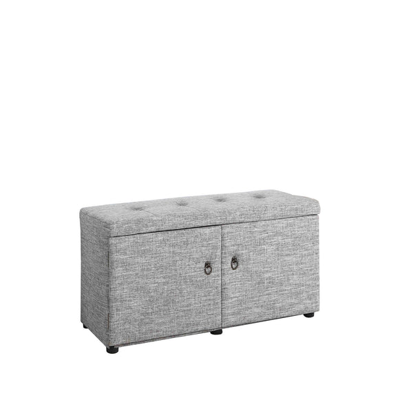 Homeroots Light Gray Linen Look Double Door Shoe Storage Bench Gray Manufactured Wood 469432