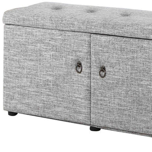 Homeroots Light Gray Linen Look Double Door Shoe Storage Bench Gray Manufactured Wood 469432