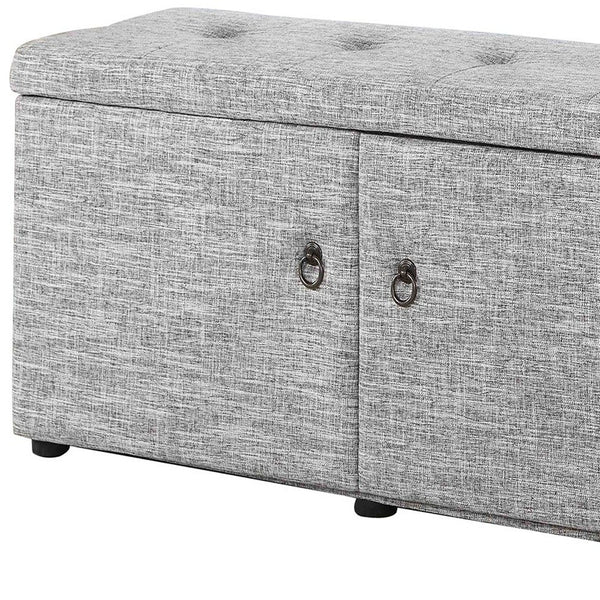 Homeroots Light Gray Linen Look Double Door Shoe Storage Bench Gray Manufactured Wood 469432