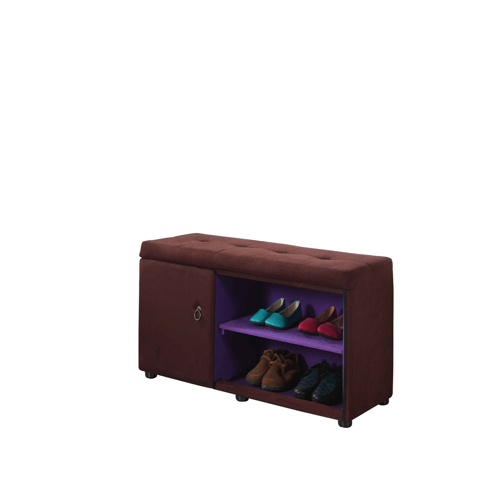Homeroots Brown And Purple Tufted Shoe Storage Bench  Manufactured Wood 469433