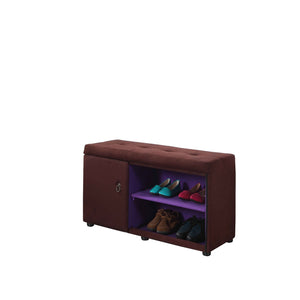 Homeroots Brown And Purple Tufted Shoe Storage Bench  Manufactured Wood 469433