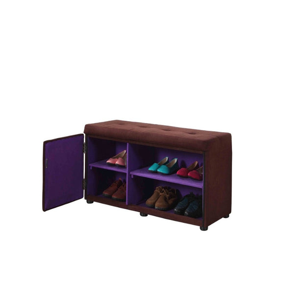 Homeroots Brown And Purple Tufted Shoe Storage Bench  Manufactured Wood 469433