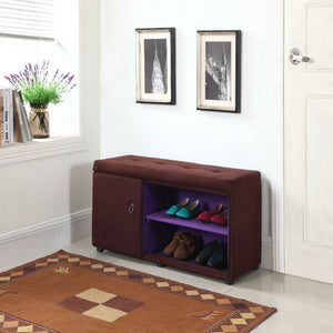 Homeroots Brown And Purple Tufted Shoe Storage Bench  Manufactured Wood 469433