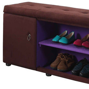 Homeroots Brown And Purple Tufted Shoe Storage Bench  Manufactured Wood 469433