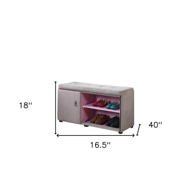 Homeroots Light Gray And Pink Tufted Shoe Storage Bench Gray Manufactured Wood 469434