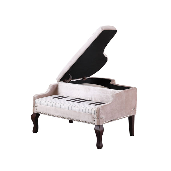 Homeroots Silver Velour Baby Grand Piano Storage Bench  Manufactured Wood 469437