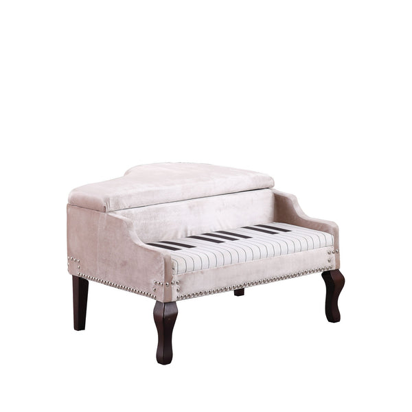 Homeroots Silver Velour Baby Grand Piano Storage Bench  Manufactured Wood 469437