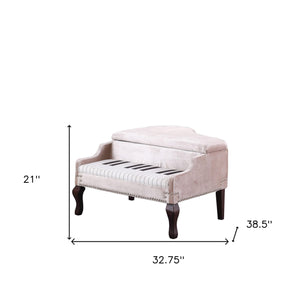 Homeroots Silver Velour Baby Grand Piano Storage Bench  Manufactured Wood 469437