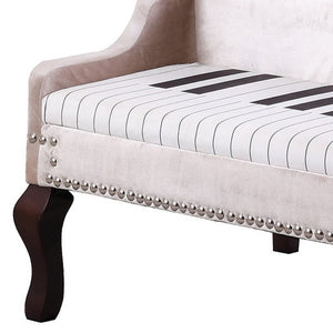 Homeroots Silver Velour Baby Grand Piano Storage Bench  Manufactured Wood 469437