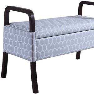 Homeroots 17" Black And Gray Upholstered 100% Polyester Trellis Entryway Bench With Flip Top  Solid Wood 469440
