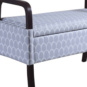 Homeroots 17" Black And Gray Upholstered 100% Polyester Trellis Entryway Bench With Flip Top  Solid Wood 469440