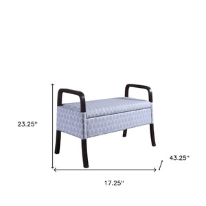 Homeroots 17" Black And Gray Upholstered 100% Polyester Trellis Entryway Bench With Flip Top  Solid Wood 469440