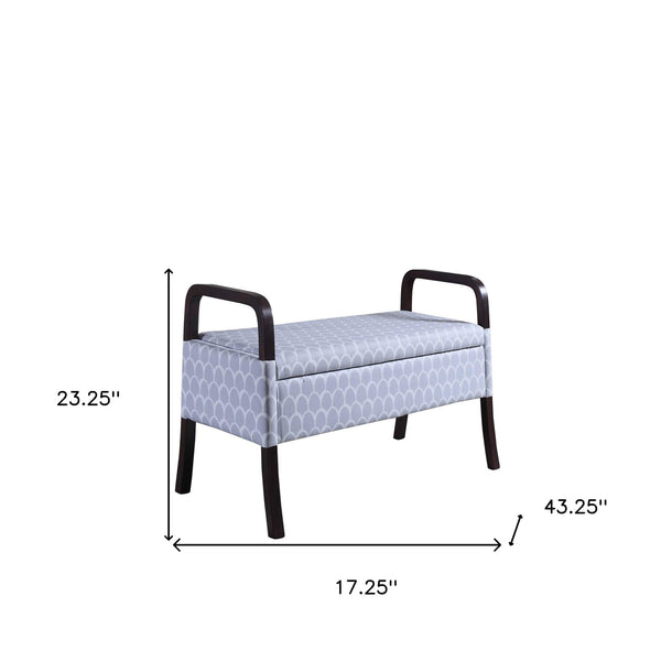Homeroots 17" Black And Gray Upholstered 100% Polyester Trellis Entryway Bench With Flip Top  Solid Wood 469440