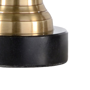 Wildwood Milo Tarnished Brass Table Lamp With Woven Shade & Black Marble Base — Compact Sculptural Light Fixture 46945