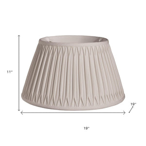HomeRoots Cream Shantung Silk Drum Lamp Shade - Elegant Pleated Design for Ambient Lighting in Any Room 469475