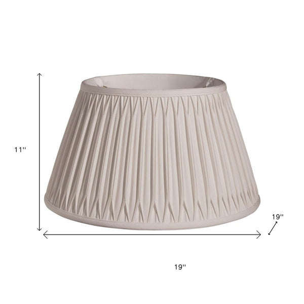 HomeRoots Cream Shantung Silk Drum Lamp Shade - Elegant Pleated Design for Ambient Lighting in Any Room 469475
