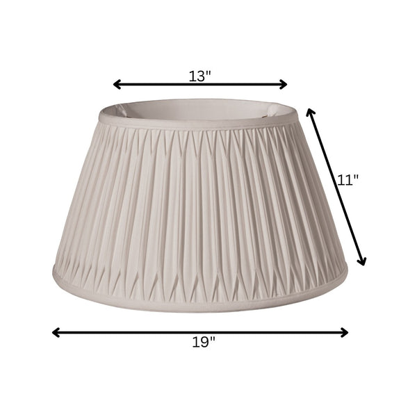 HomeRoots Cream Shantung Silk Drum Lamp Shade - Elegant Pleated Design for Ambient Lighting in Any Room 469475