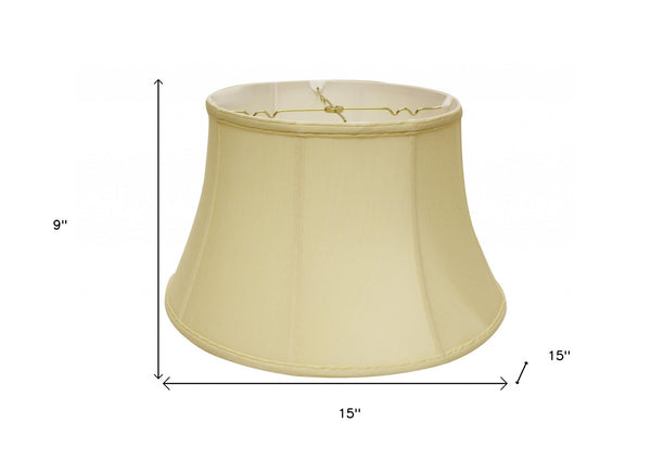 Homeroots 15" Antique White Drum Monay Shantung Lampshade  Monay Shantung Silk 469489