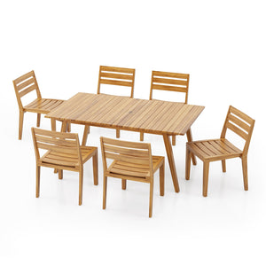 English Elm Christopher Knight Home® - Outdoor 7-Piece Acacia Wood Dining Set With Teak Finish – Perfect For Stylish Alfresco Gatherings N773P198003T6_60388.00