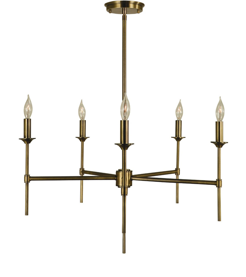 Framburg 5-light Modern Handcrafted Chandelier – Elegant Design With Clean Lines For Stylish Home Lighting Antique Brass Metal 4695 Ab