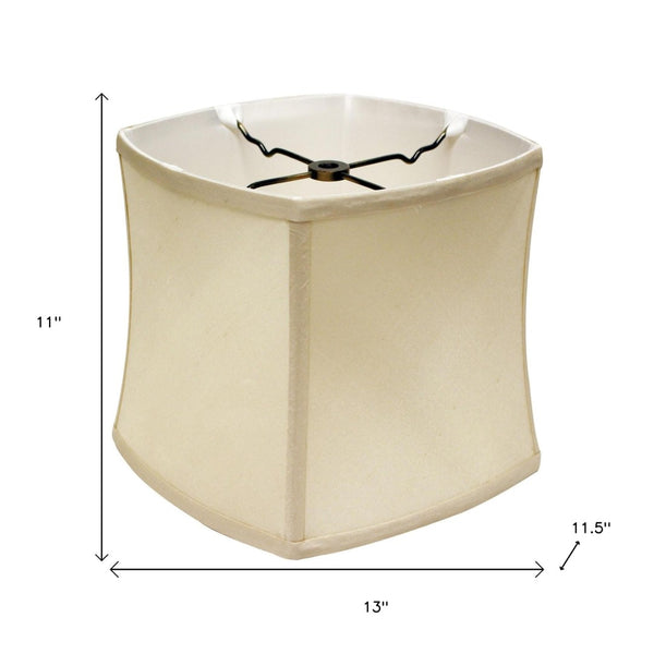 HomeRoots Ivory Pongee Silk Square Lamp Shade - Elegant Illumination for Modern & Mid-Century Interiors 469511