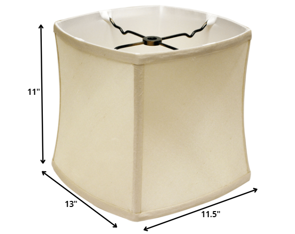 Homeroots 13" Ivory Soft Box Pongee Silk Lampshade  Pongee Silk 469511
