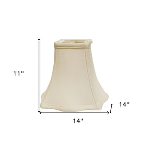 Homeroots 14" White Premium Square Monay Shantung Lampshade  Monay Shantung Silk 469528