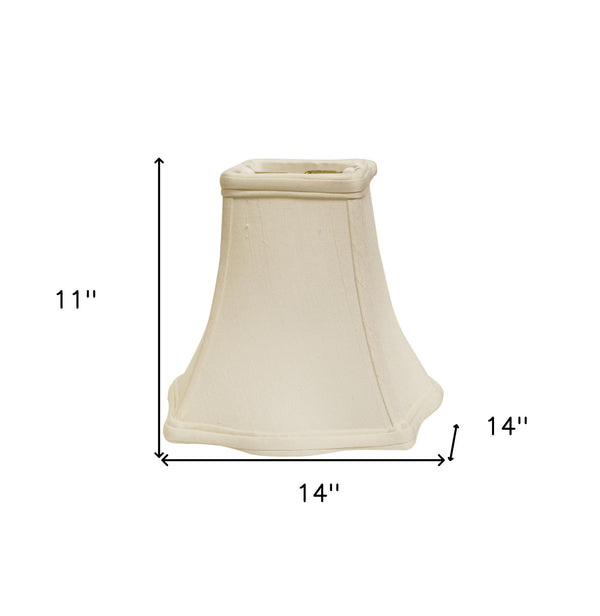 Homeroots 14" White Premium Square Monay Shantung Lampshade  Monay Shantung Silk 469528