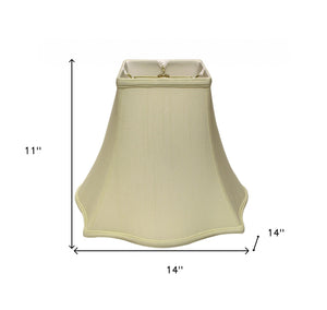 Homeroots 14" Ivory Premium Square Monay Shantung Lampshade  Monay Shantung Silk 469530