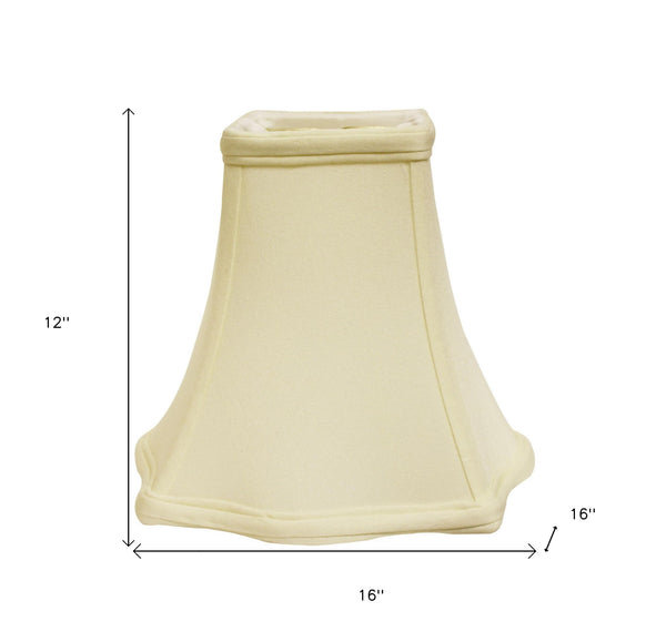 Homeroots 16" Ivory Premium Square No Slub Lampshade  No Slub Innsbruck 469531