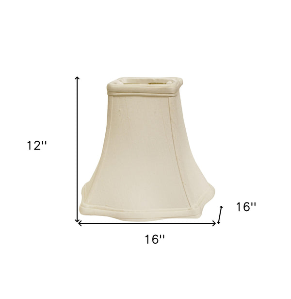 Homeroots 16" White Premium Square Monay Shantung Lampshade  Monay Shantung Silk 469532