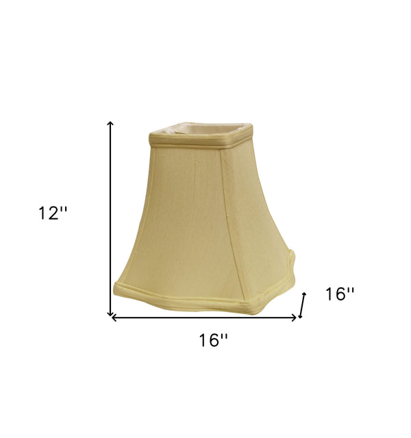 Homeroots 16" Antique White Premium Square Monay Shantung Lampshade  Monay Shantung Silk 469533