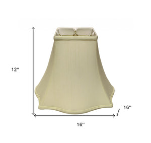 Homeroots 16" Ivory Premium Square Monay Shantung Lampshade  Monay Shantung Silk 469534