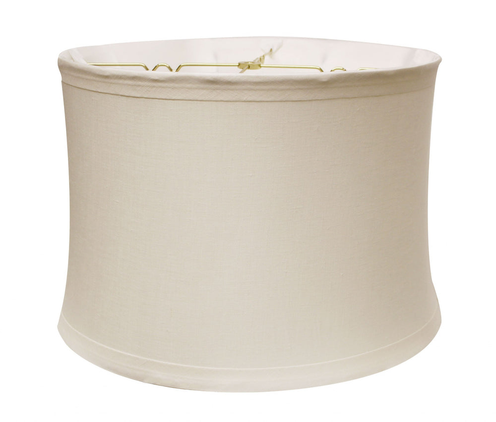 Homeroots 15" Snow Drum Trimmed Linen Lampshade  Linen 469539