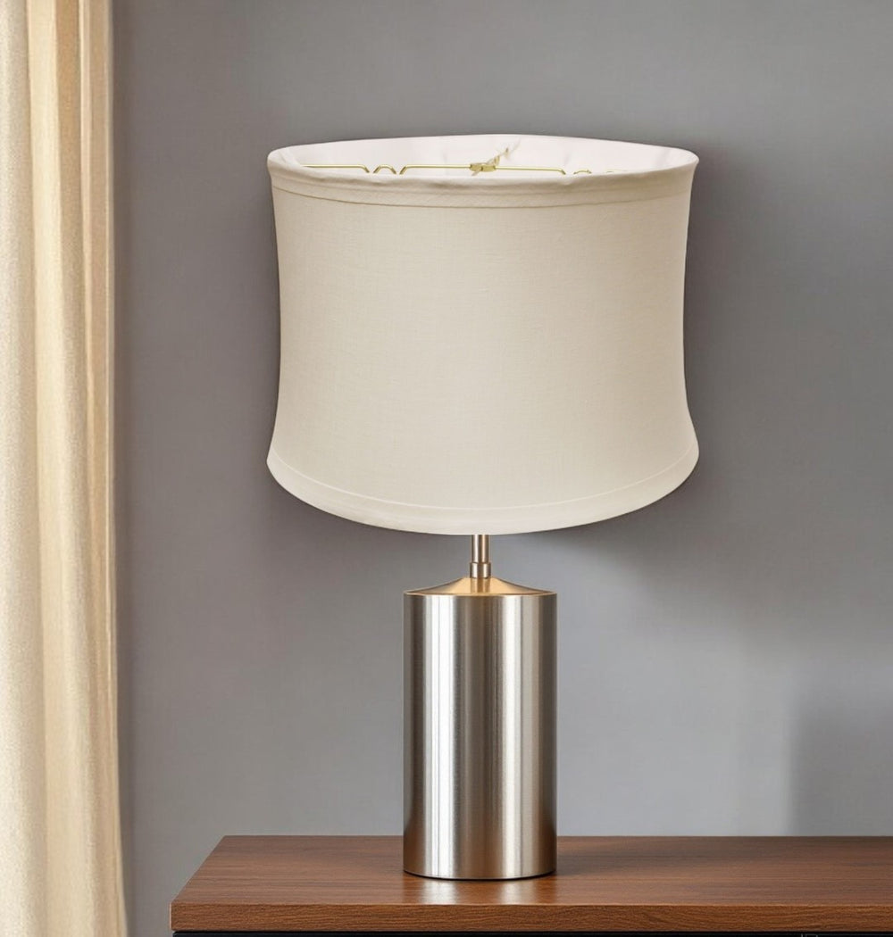 HomeRoots Snow Linen Drum Lamp Shade - Elegant, Modern Illumination for Living Rooms, Bedrooms & Home Offices 469539