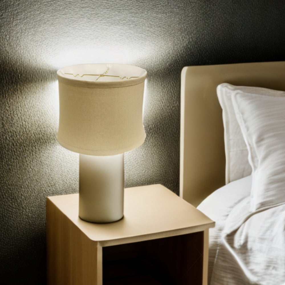 Homeroots 15" Rosewood Drum Trimmed Linen Lampshade  Linen 469540