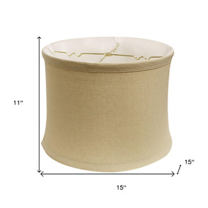 Homeroots 15" Rosewood Drum Trimmed Linen Lampshade  Linen 469540