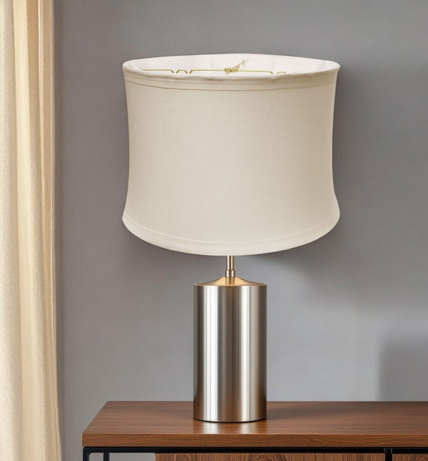 HomeRoots Snow Linen Drum Lamp Shade - Timeless Mid-Century Inspired Accent for Warm Ambient Lighting 469541